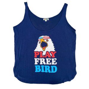 Tispy Elves navy blue "Free Bird" oversized graphic tank top size L